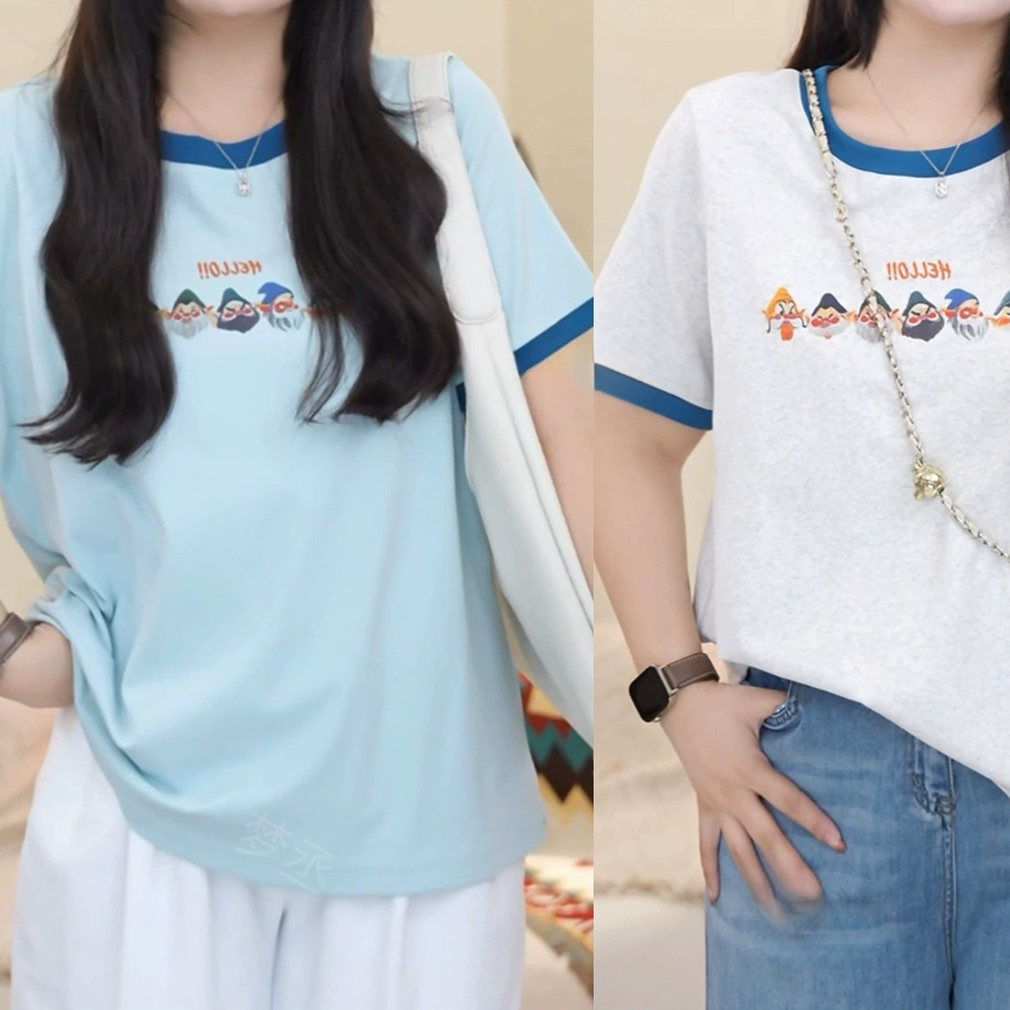 【现货】2025新款大码女装啊圆领印花百搭短袖女款2025新款