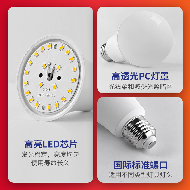 Ancha presión LED bulbos de aluminio de plástico E27 bulbos LED bulbos de luz interior super brillante ahorro de energía A bulbos de luz al por mayor