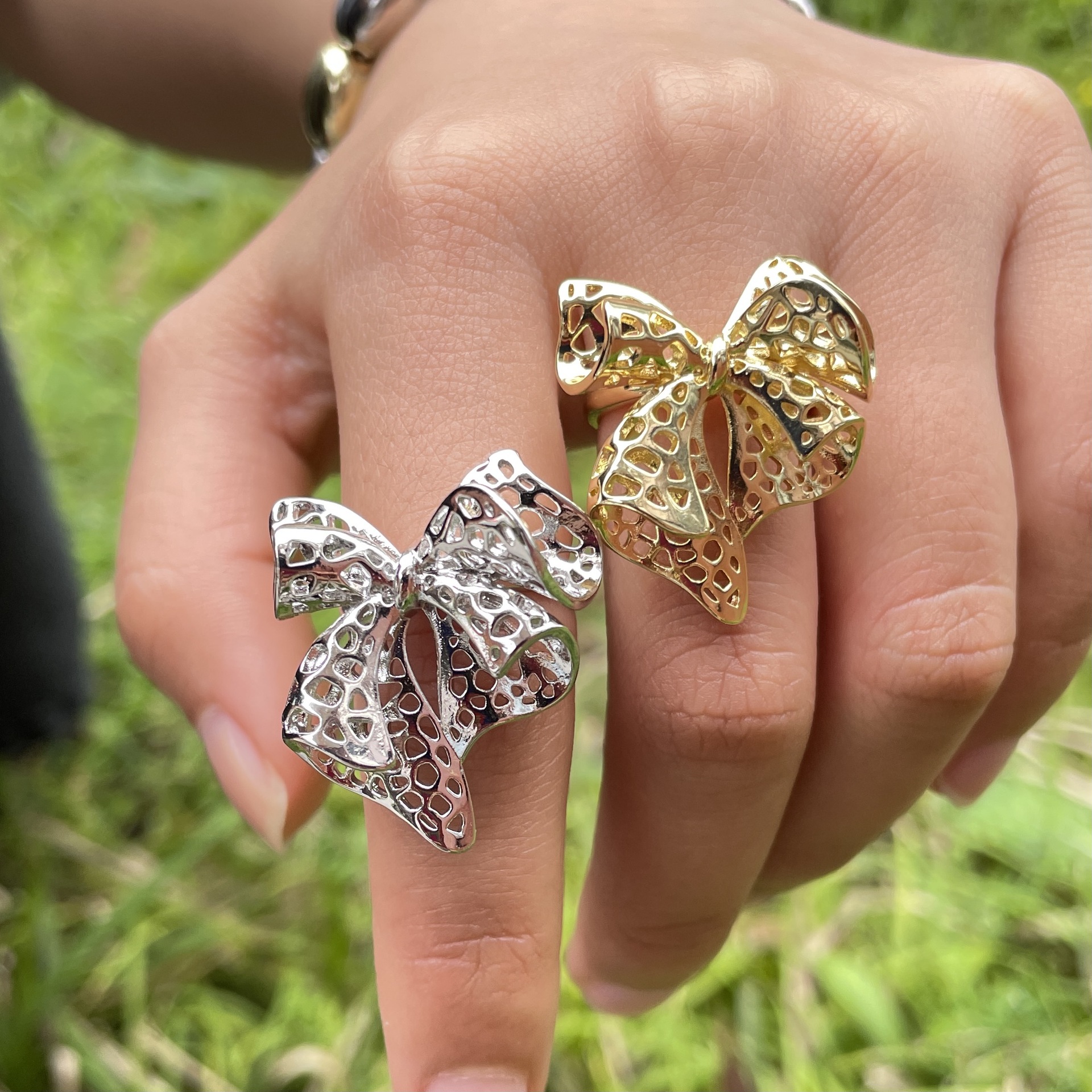15g Weight Jewelry Set Classification Jewelry + Earrings Quantity Casual Occasion Copper Material Bow Knot Pattern Women's Gender Plating Design Sweet Style Copper Sweet Plating Bow Knot Jewelry Set 5