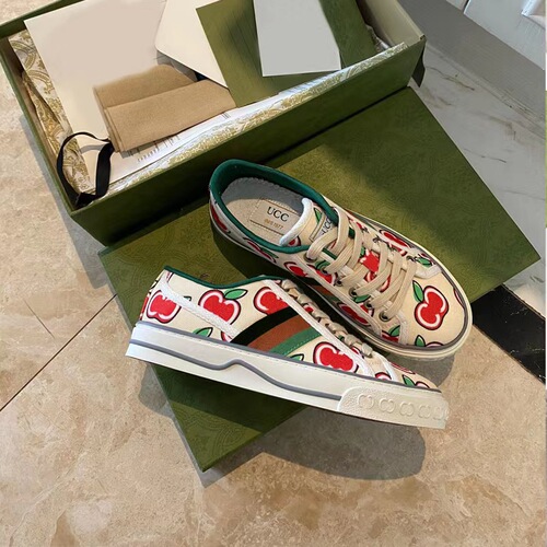 G Brand Embroidery 1977 Retro Canvas Shoes High Version Old Flower Striped Unisex Casual White Sneakers