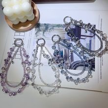 精品手作蝴蝶晶石手链手提手腕挂饰串珠挂链女款闪闪发光手机挂绳