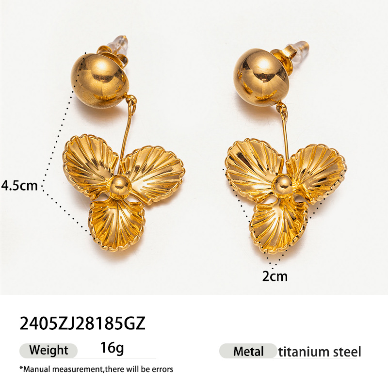 Taena Pendientes de acero inoxidable europeos y americanos Sensación simple y de alto nivel Pendientes de acero de titanio de flores de textura de moda para damas al por mayor transfronterizo
