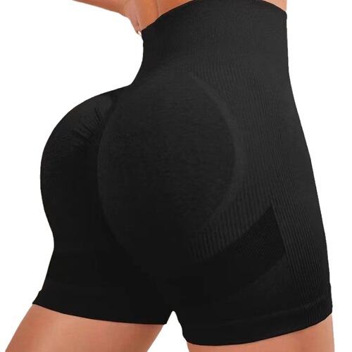 Cross-border high-waist double-take buttock yoga shorts seamless fitness pants running sportswear three-quarter pants smiling pants for women
