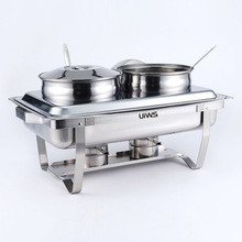 跨境货源不锈钢自助餐炉酒店早餐汤粥炉酒精保温加热配汤勺双汤炉