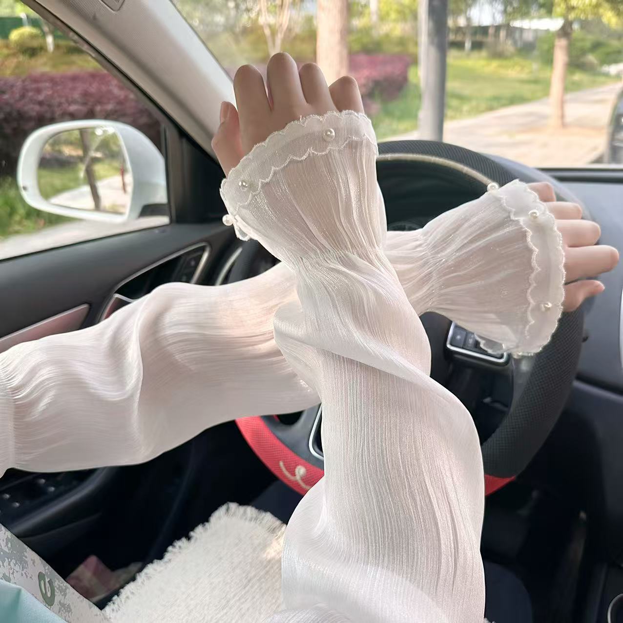 Ice silk sun protection sleeves for women, loose-fitting sleeves for driving, fashionable ice sleeves, gloves, arm sleeves for women, summer UV protection hand sleeves