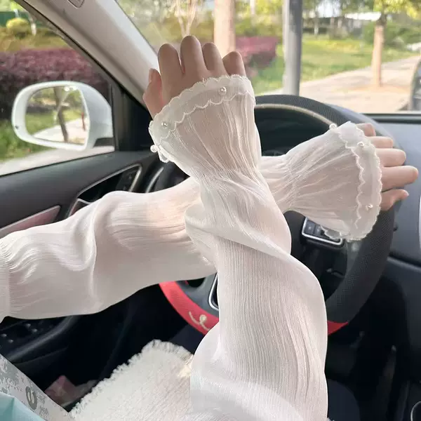 Ice silk sun protection sleeves for women, loose-fitting sleeves for driving, fashionable ice sleeves, gloves, arm sleeves for women, summer UV protection hand sleeves