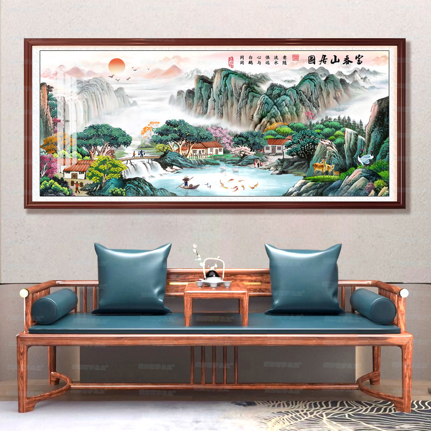 Mona Lisa Royal Cross Stitch Fuchun Mountain House Picture versión mejorada gran pintura china paisaje hecho a mano punto de cruz