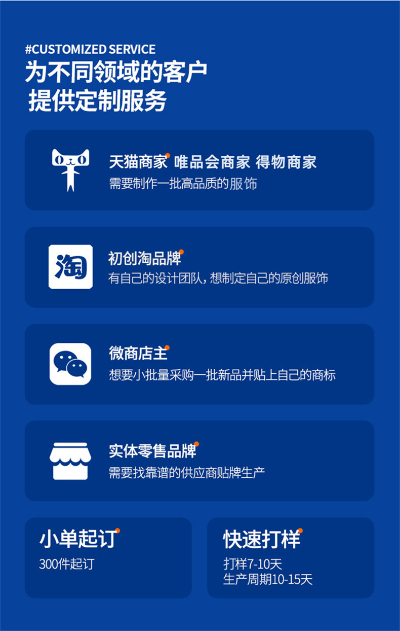 为不同领域的客户提供定制服饰