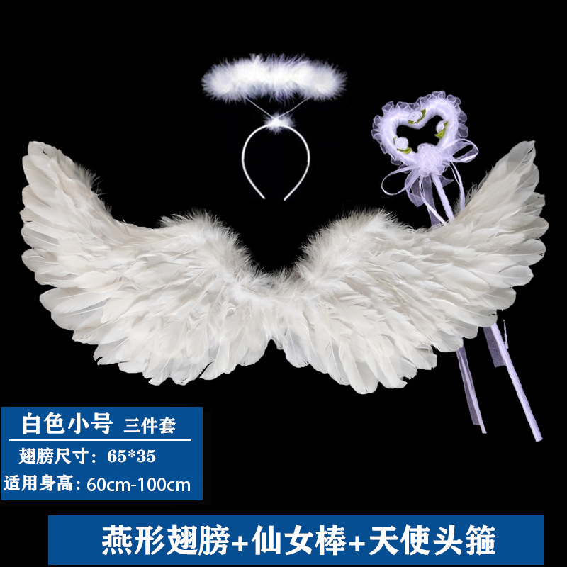 Alas de plumas de ángel, accesorios de Halloween, actuación para adultos y niños, decoración de pasarela de niña de las flores, vestido de demonio negro