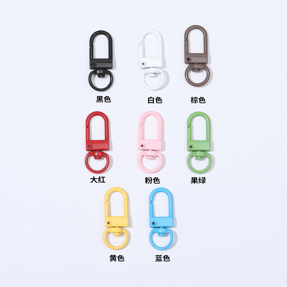 Suministro directo de fábrica llavero de aleación DIY color hebilla de camarón 3 puntos pequeña puerta hebilla colgante al por mayor rollo de pintura pequeña hebilla de 8 palabras