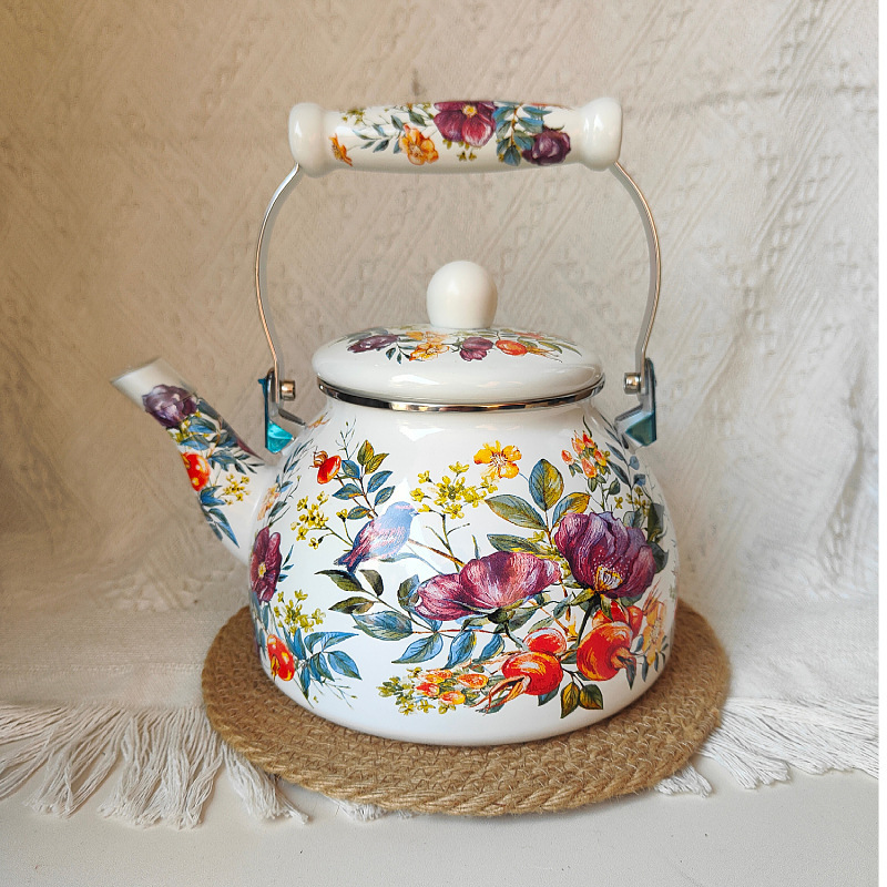 Xinjiang Enamel Kettle Coffee Enamel Milk Teapot Gas Induction Cooker Fire Universal Ethnic Style Teapot