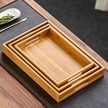 中式竹木制烧烤点心串串竹托盘长方形茶托盘商用手提水杯收纳盘
