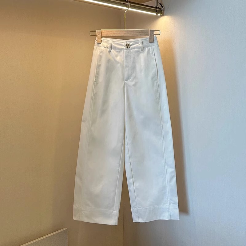 九分丈カジュアルストレートパンツ レディース 秋ファッション 2025流行 新作 ハイウエスト ゆったり 細身タイプ 小柄さん向け ワイドパンツ|undefined