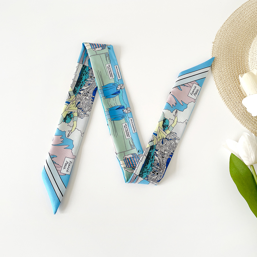 Women's Elegant Retro Printing Bag Satin Silk Scarf display picture 27