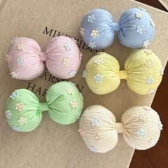 韩版小花片立体充棉大蝴蝶结发饰边夹装饰配件diy包包鞋袜辅料
