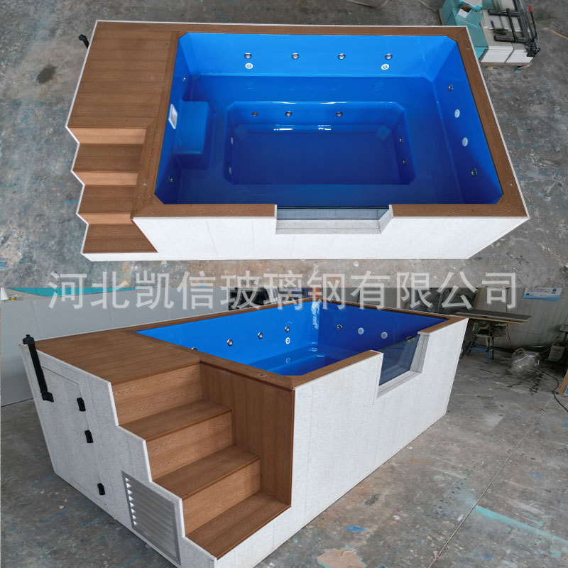 Piscina de madera Mini vacaciones al aire libre Jacuzzi y spa de natación Pequeña piscina interior de fibra de vidrio