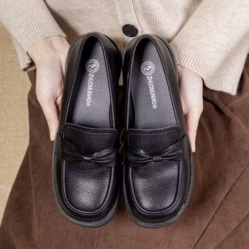 Zapatos de Lefour de cuero suave 2026 primavera nuevos zapatos de sola suave cómodos antideslizantes británicos zapatos de cuero pequeños para mujeres