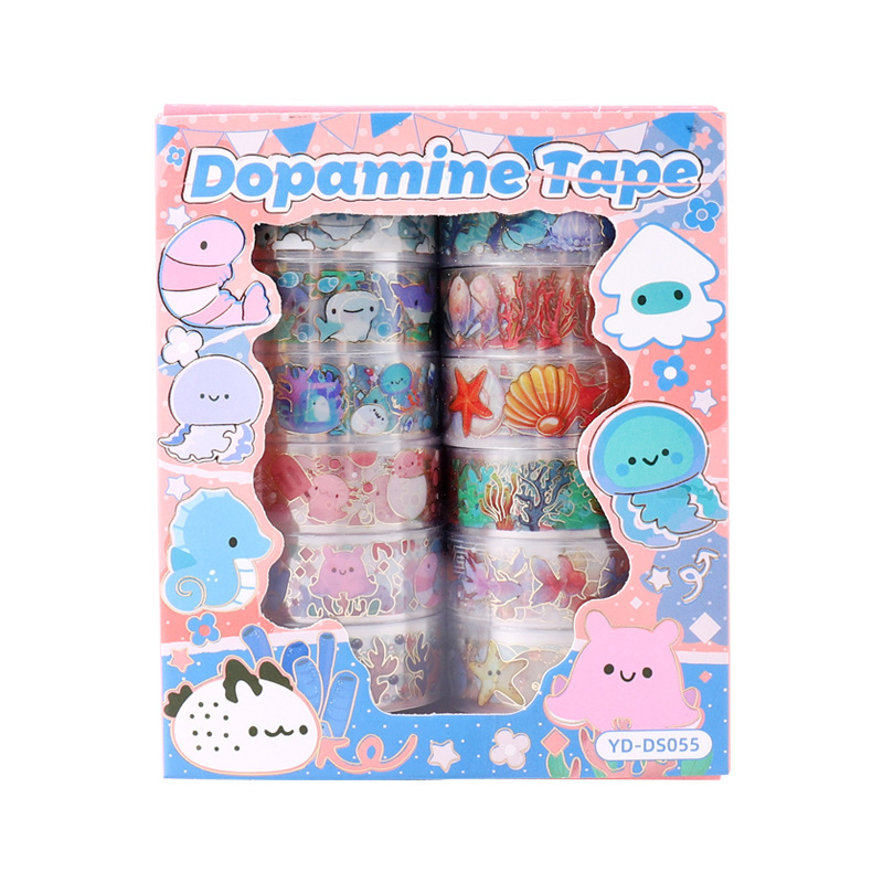 59g Weight Washi Tape Stationery Type 5 PCS/Package Quantity School Occasion PET Material Butterfly, Daisy Pattern Cute Style 5 PCS/Package Butterfly Daisy School PET Cute Washi Tape 9