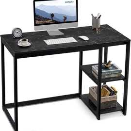 黑色大理石纹易安装双层建议电脑桌办公桌