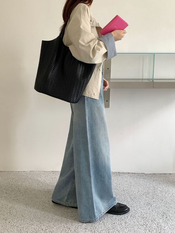 多果女包 大容量高级感编织托特包女2025休闲日常慵懒松弛单肩包|undefined