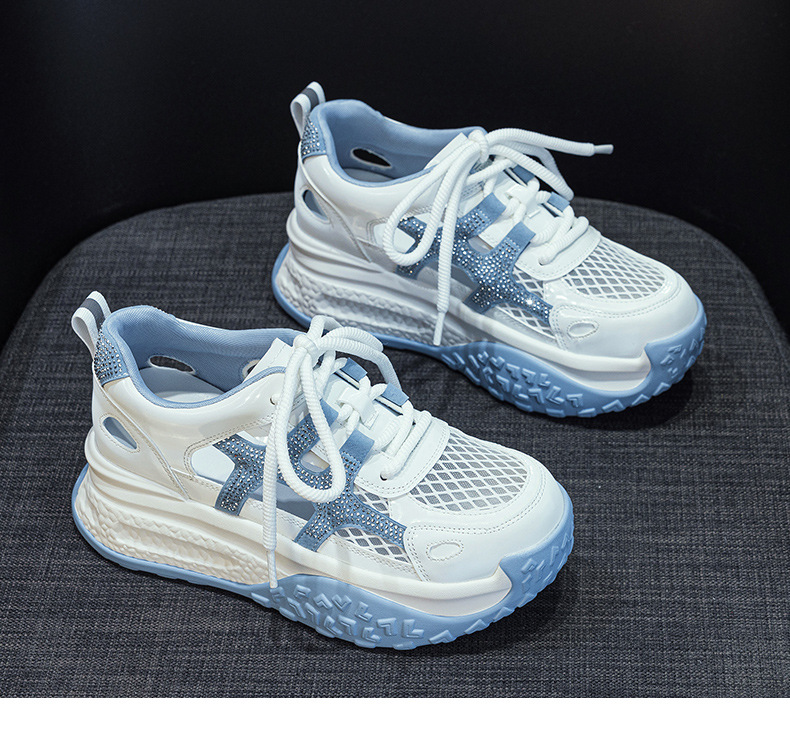 Giày sneaker chunky nữ đế dày mặt lưới thoáng khí phong cách thể thao — M2877 màu be, M2877 màu xanh lam, M2877 Màu tím chi tiết 21