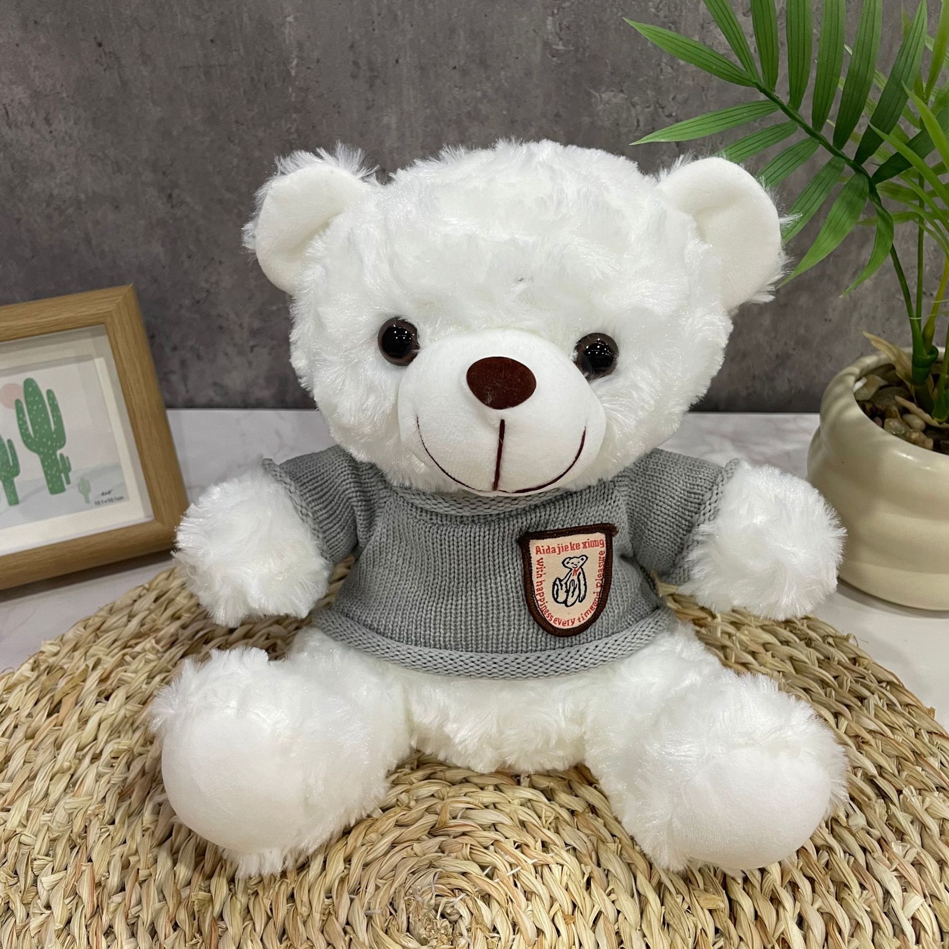 Teddy Bear se puede imprimir LOGO evento de vacaciones muñeca regalo para el hogar adornos de escritorio abrazar juguetes de peluche