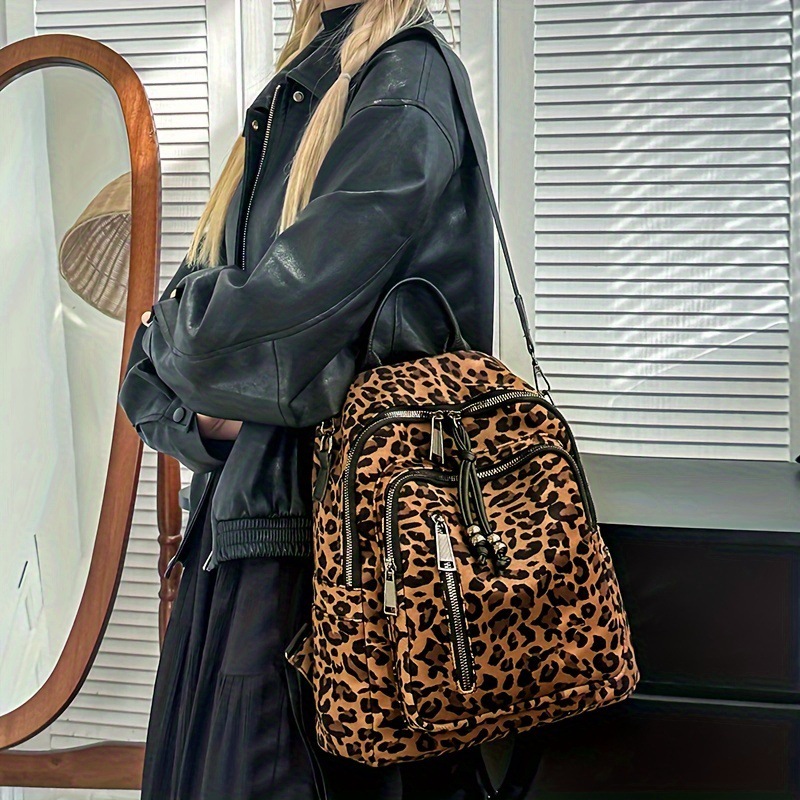European And American Cross-Border Leopard Print Lightweight Large Capacity New Dual-Use Women's Shoulder Bag Retro Backpack_voghion.com