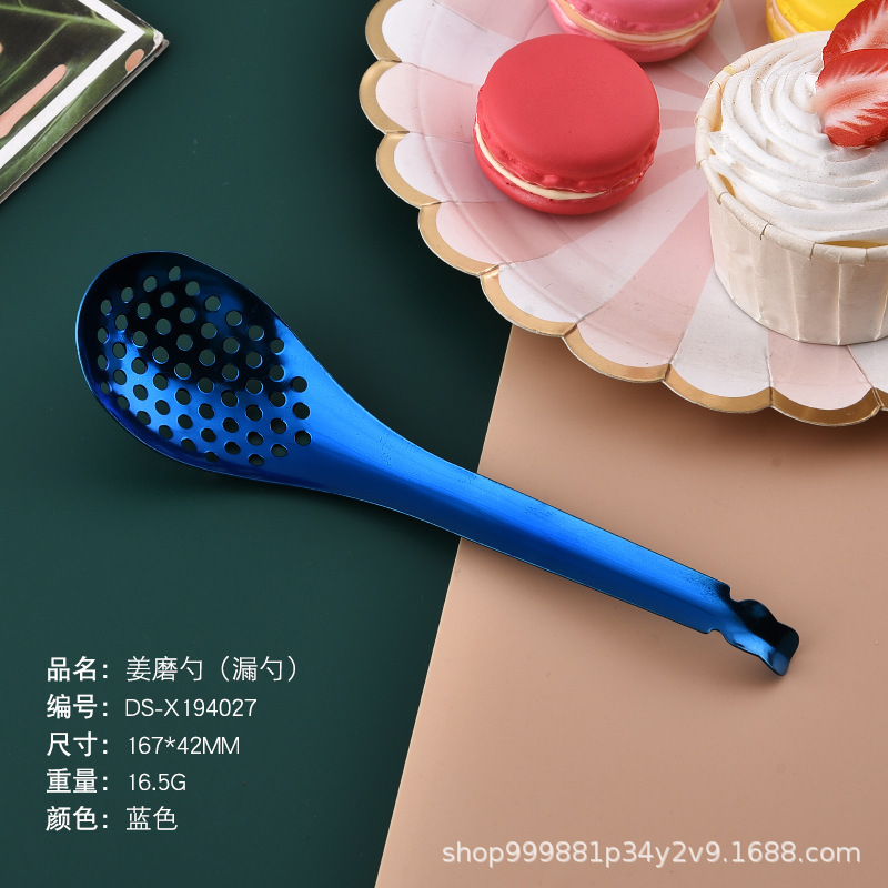 卸売ステンレス製家庭用調理用ザル、キッチン用小スプーン、クリエイティブな鍋用小ザル、家庭用スプーン、金色のスプーン|undefined