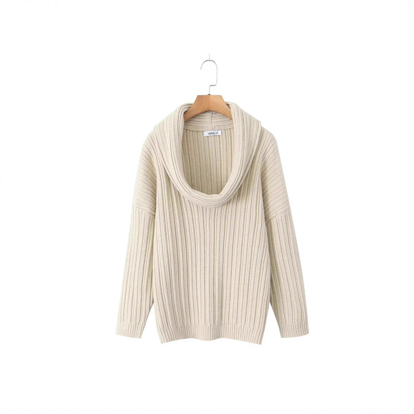 Elegant winter solid color knitted sweater