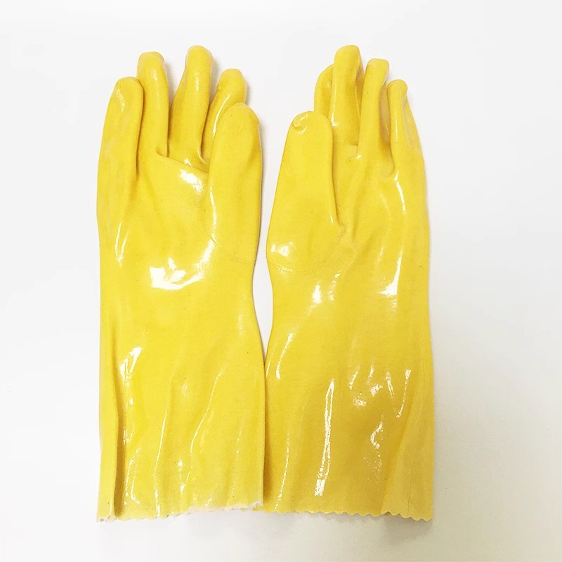 耐酸碱棉毛浸塑手套耐磨橡胶皮化工防腐蚀防水电镀防油污防滑防护