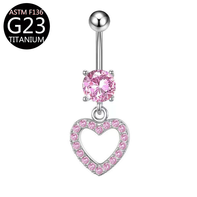 Belly button piercing with zircon drop-shaped, flowered