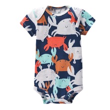 外贸童装夏季婴幼儿男女宝宝短袖纽扣包屁衣爬服连体哈衣跨境跨境