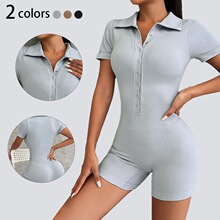 R 57268 Women's Ribbed V-Neck Yoga Jumpsuit �٤�B����