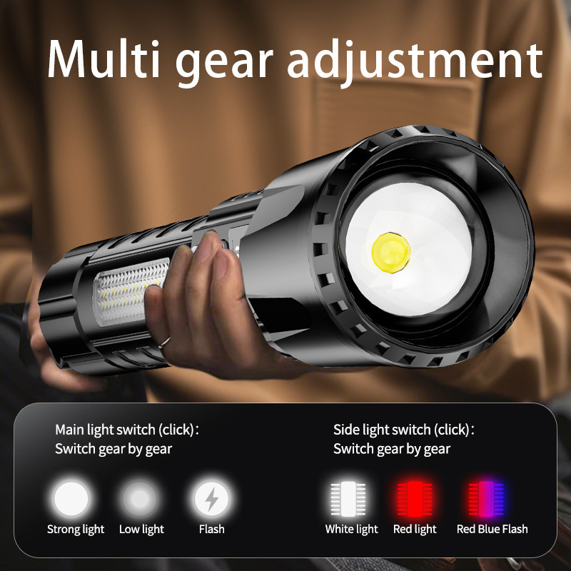 LED ミニ懐中電灯屋外強力な光と長いバッテリー寿命多機能作業灯充電式ポータブル cob 警告灯|undefined