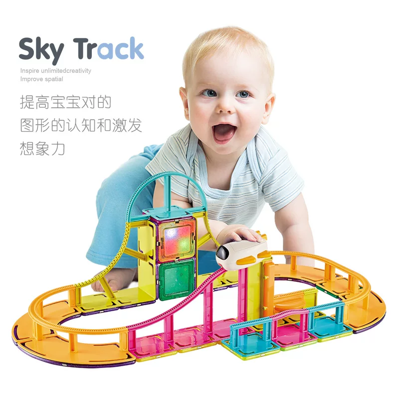Magnetic constructor, airplane railed, roller coaster, toy, (Cross-border trading)
