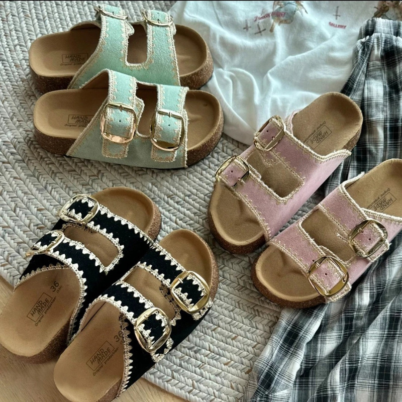 [Fanfuna] Birkenstock Slippers for Women's Summer Outer Wear 2025 New Versatile Bohemian Style Thick-Soled Beach Shoes