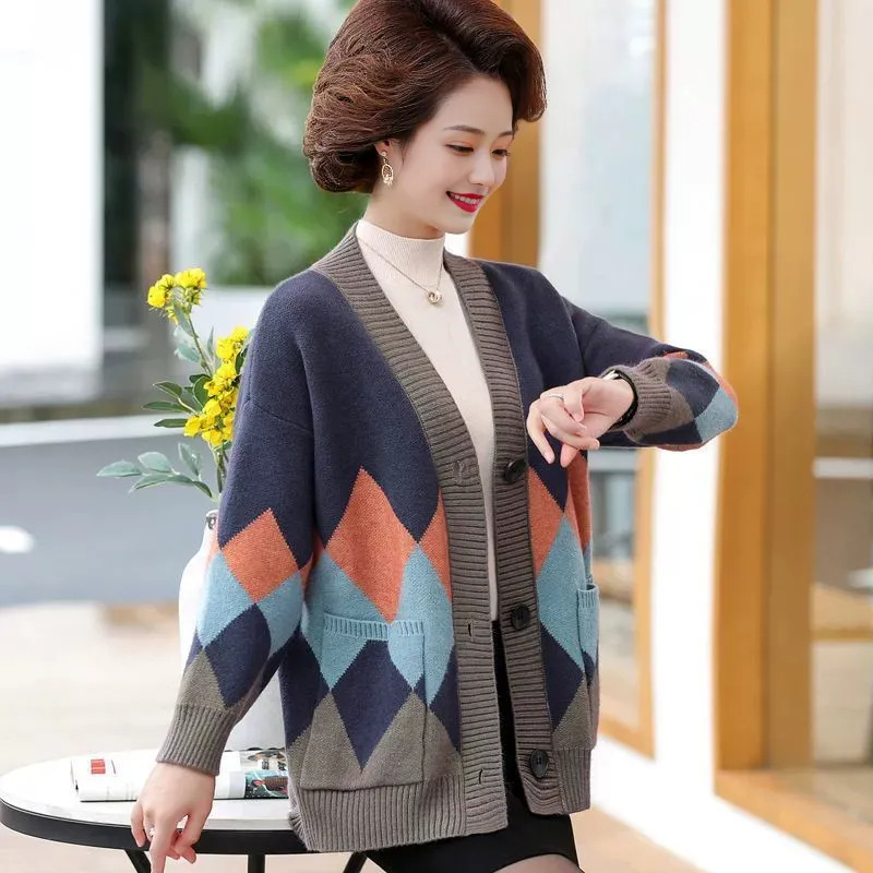 洋气中年妈妈春秋装针织开衫2025年新款好毛衣外套上衣中老年女装|undefined