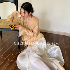 [Chuhe] 新中国風スーツトップテンセルシャツレディース国民風婦人服春夏シャツシックなシャツ 1002