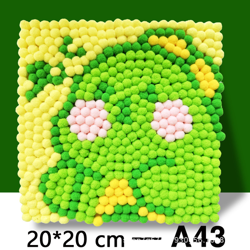 20cm毛球画自粘款胶水款手作店摆摊儿童益智diy毛球粘贴材料包|undefined
