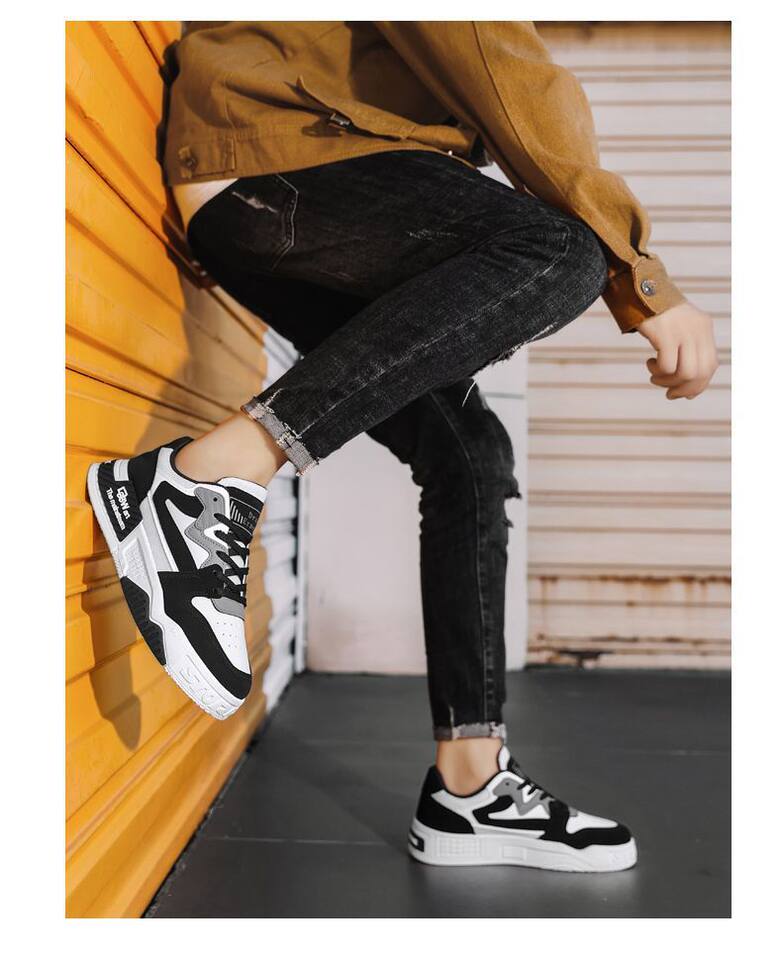Giày thể thao nam cổ thấp đế dày tăng chiều cao chống trượt, giày sneaker phối màu đen trắng — EQ01 màu trắng, EQ01 màu đen chi tiết 16