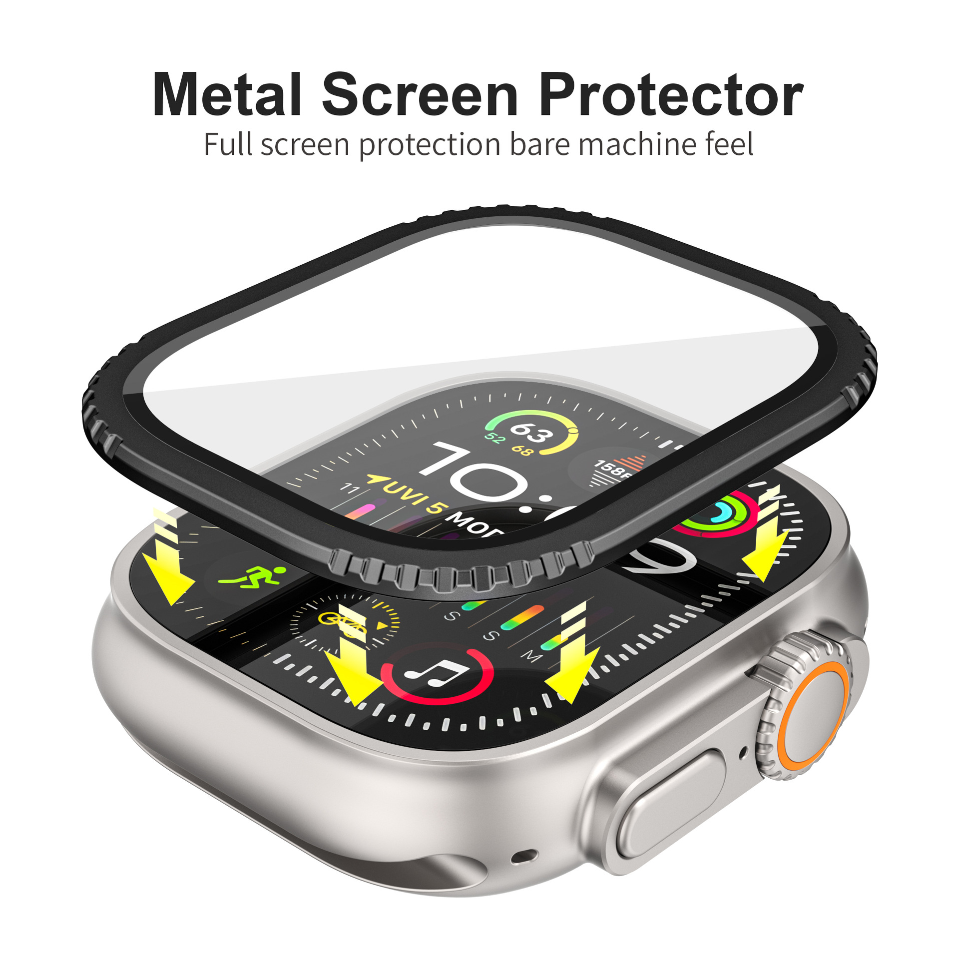 适用苹果Applewatch 49mm手表 边框凸纹 ultra金属手表壳