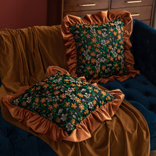 美式田园荷叶边抱枕民宿客厅沙发复古碎花抱枕飘窗靠枕可拆洗靠垫