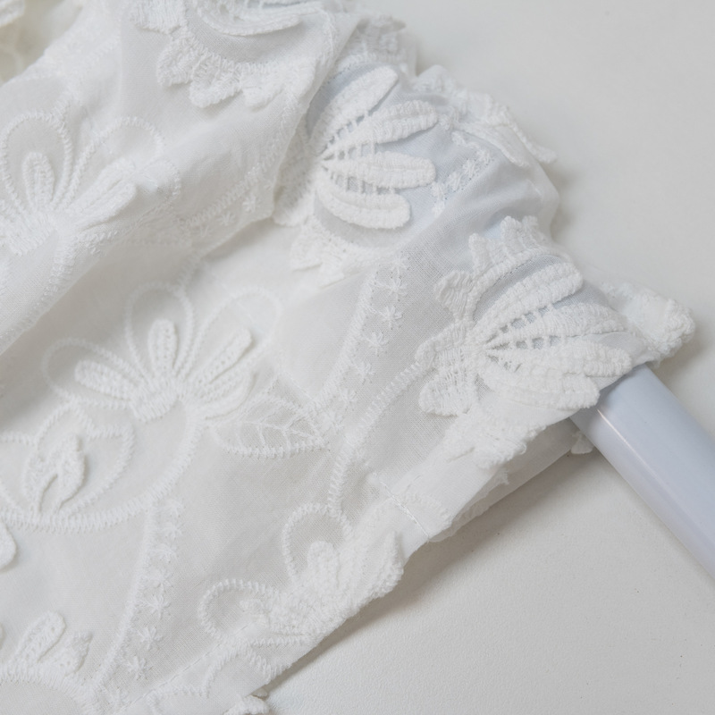 Cross-border Three-dimensional Embroidered Short Curtain New Modern Cream Style Simple Living Room Bedroom Lace Transparent Balcony Window Screen Curtain