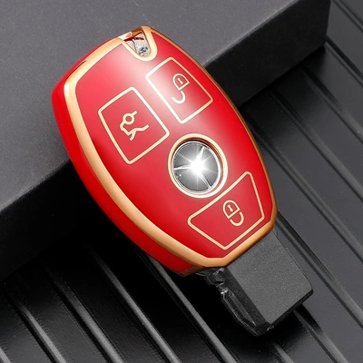 The Gold-Edged Key Cover Is Car key bag - red-3-keys