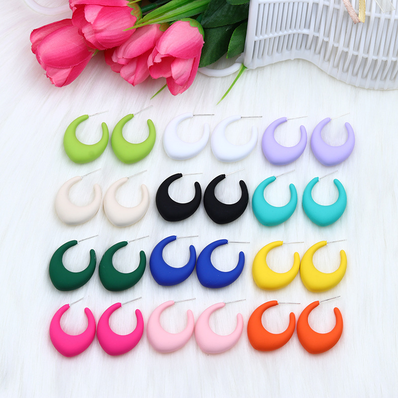 Retro Simple Style Water Droplets Arylic Spray Paint Women's Ear Studs display picture 5