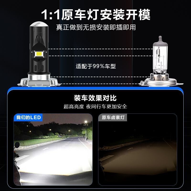 Motorcycle headlight bulb modification, high-brightness LED light for scooters and electric vehicles, super bright front headlight with integrated high and low beams