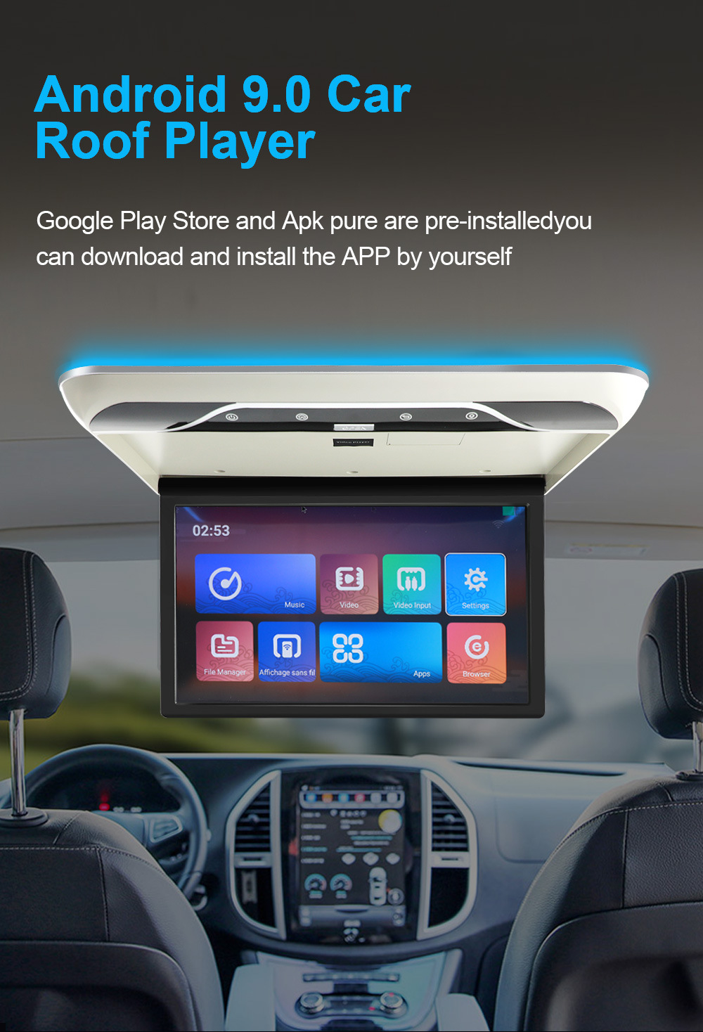 22inch Rv, Commercial Vehicle, Bus, Universal Vehicle-Mounted High-Definition Display, Tv, Android Touch Ceiling Monitor