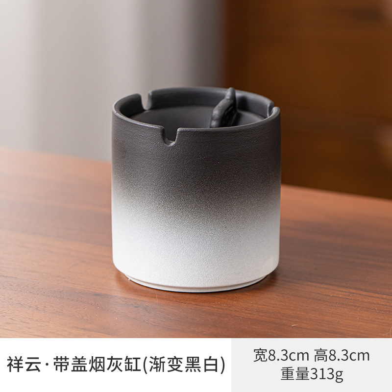 Cenicero de cerámica de gran tamaño, personalidad creativa, hogar retro estilo chino, sala de estar de lujo ligera, cenicero de tendencia de oficina