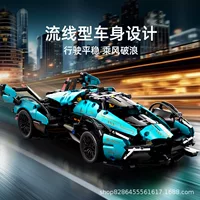 Собранный Lembotiff v12 гоночный автомобиль построить новый автомобиль спортивный автомобиль мальчик игрушка строительный блок механический набор черный золото 8