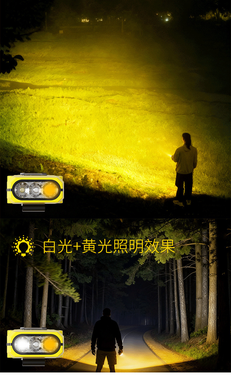 New Model of Cat Moss Inspection Work Light with White, Yellow, and Purple Three-Color Strong Illumination Flashlight with Strong Magnetic Attraction, Red Light, Ultraviolet Laser